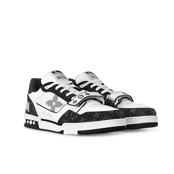 Used Men’s Size 8 (Euro Sz 41) Louis Vuitton Velcro Monogram Denim Trainer Shoes - Picture 4 of 14